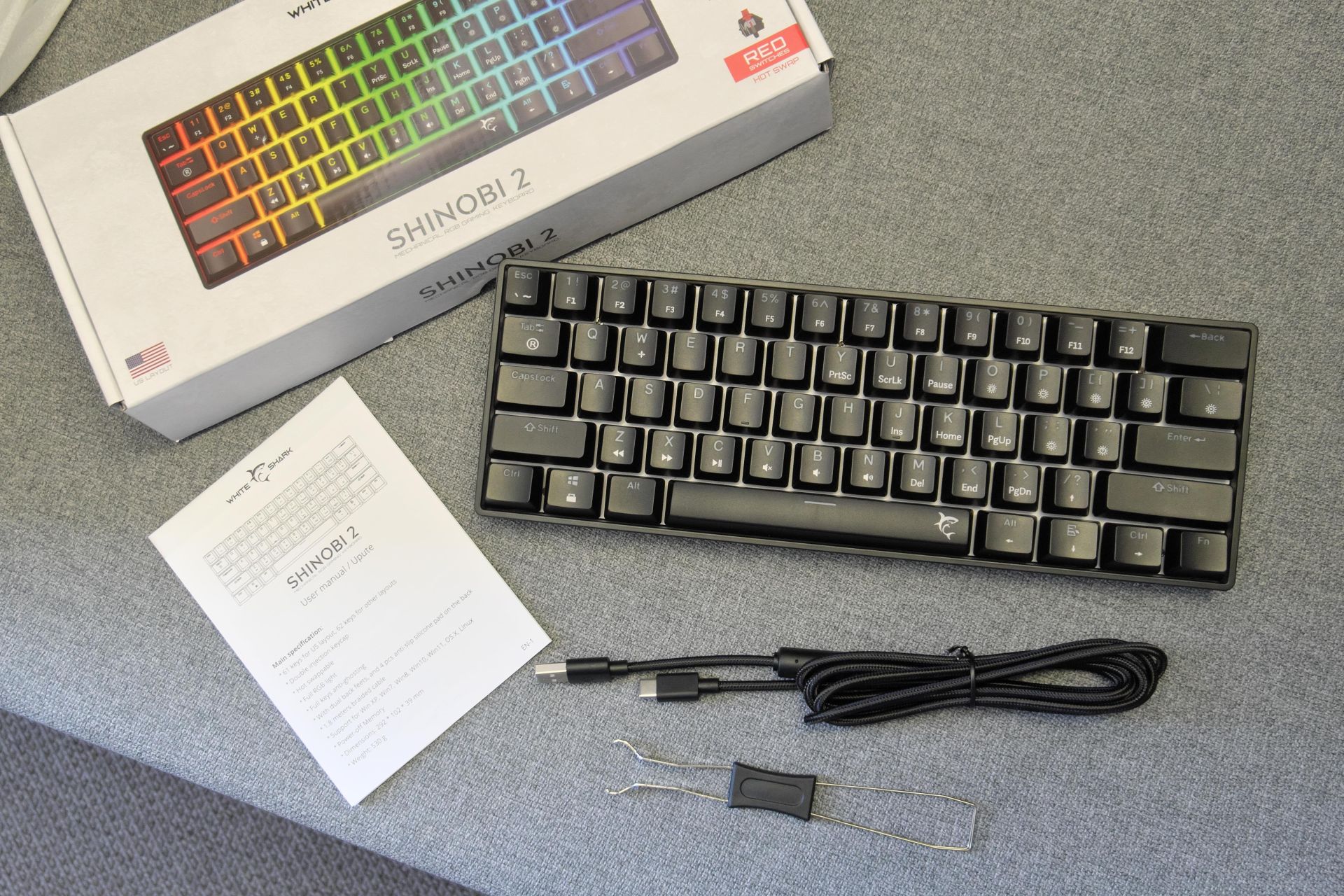 Mechaninė RGB žaidimų klaviatūra White Shark Shinobi 2