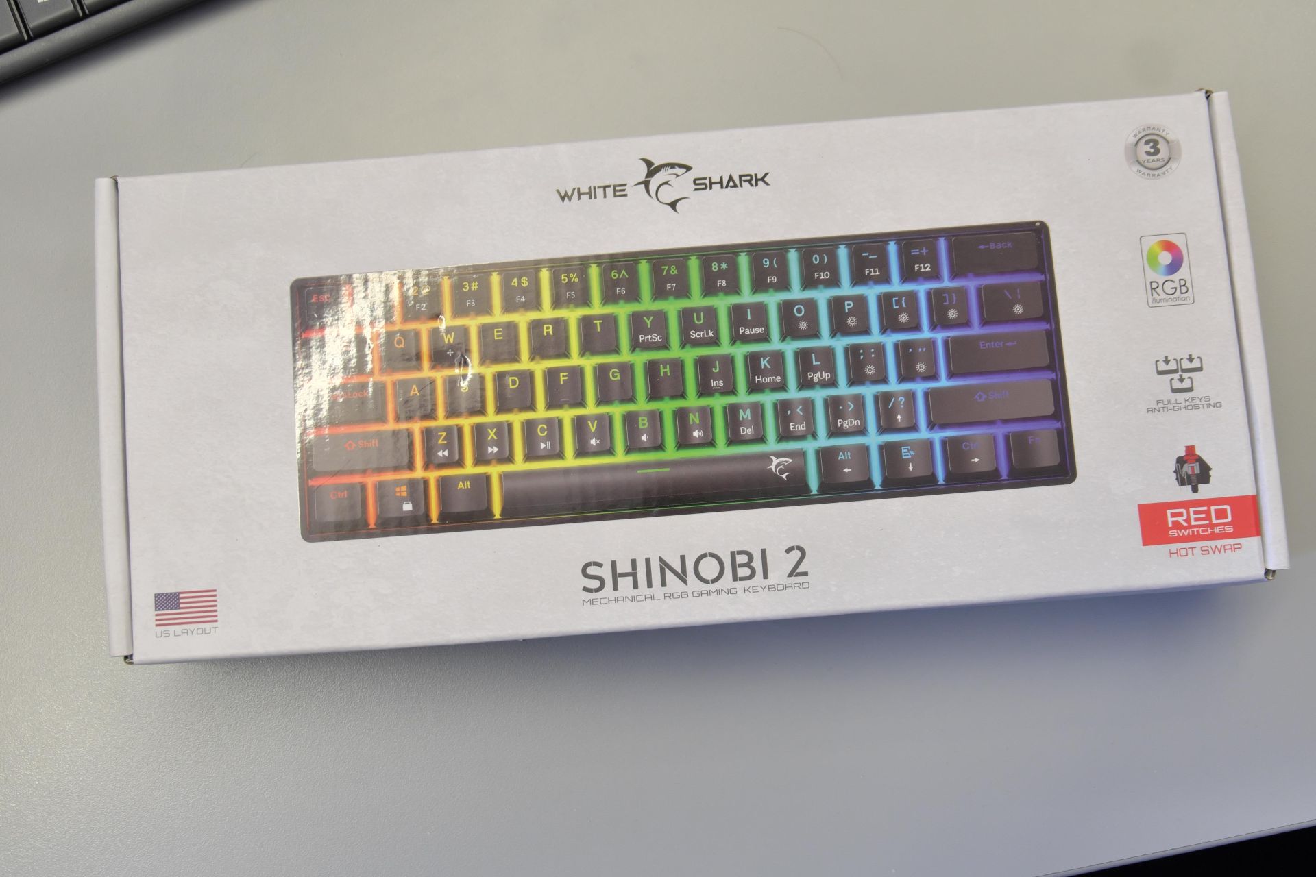 Mechaninė RGB žaidimų klaviatūra White Shark Shinobi 2