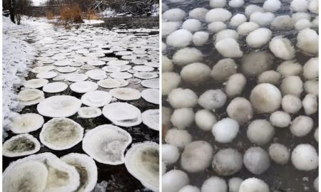 Žiemos išdaigos Lietuvoje: dėmesį atkreipė „blynai“ upėje ir „cepelinai“ ežere (Foto, Video)