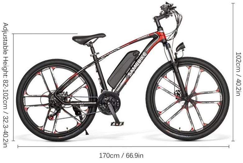 „Samebike MY-SM26“ išmatavimai