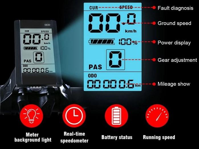 „Samebike MY-SM26“ turi LCD ekraną