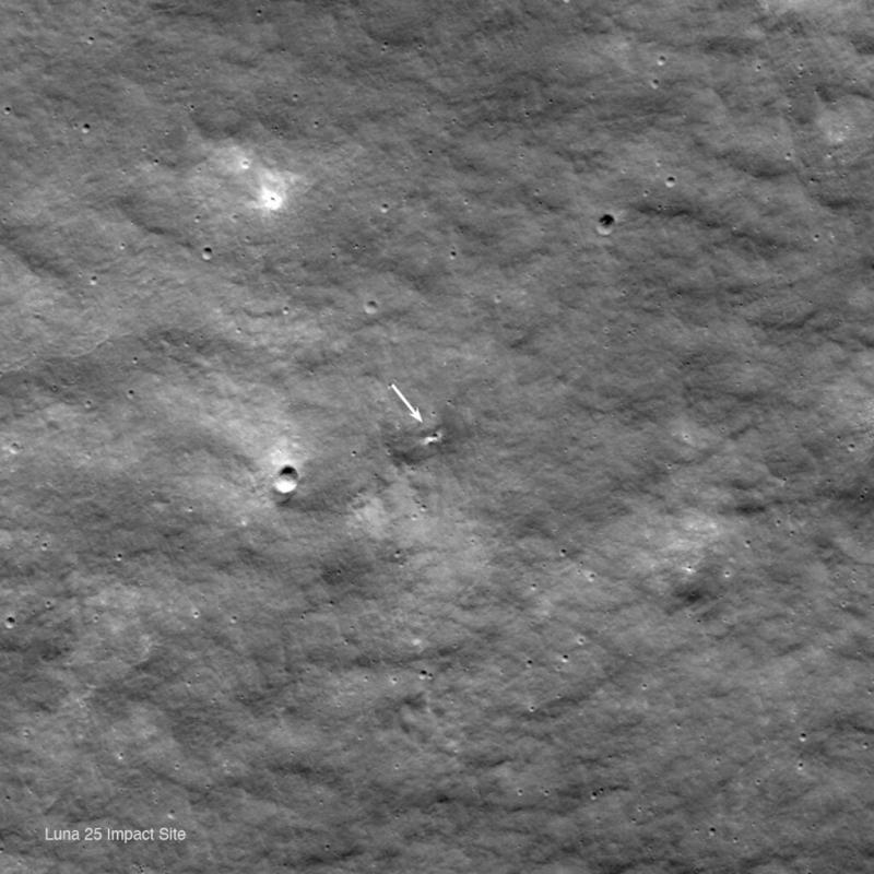 „Luna 25“  sudužimo vieta NASA palydovo nuotraukoje