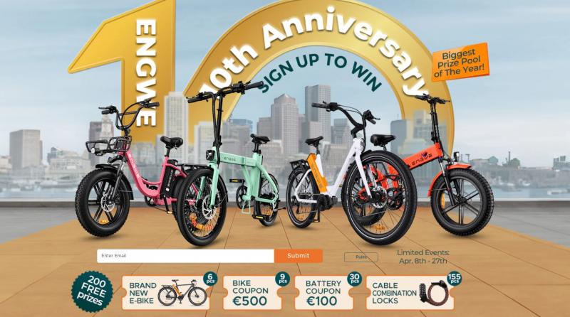 [Iš Lenkijos] Engwe świętuje swoje 10-lecie!  Z kuponami na najniższą cenę w historii i pocztą elektroniczną.  darmowe rowery!