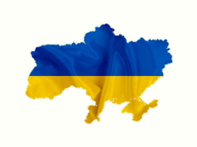 Ukrainos žemėlapio ir vėliavos koliažas