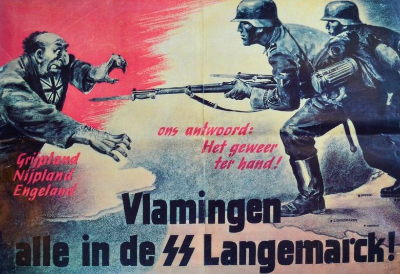 27-osios SS savanorių divizijos „Lange Mark“ agitacijos plakatas su antrašte „Visi flamandai į SS ‚Lange Mark‘!“, 1944 m.