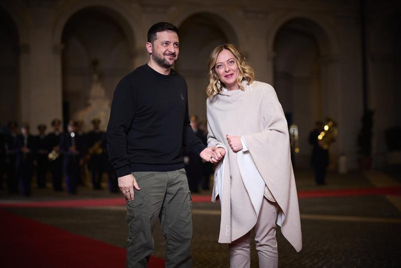 Giorgia Meloni, Italijos ministrė pirmininkė, ir Volodymyras Zelenskis