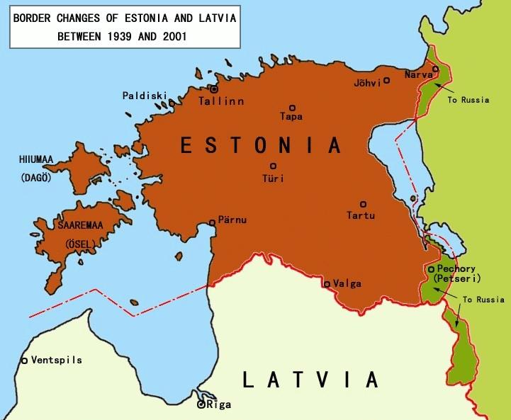 Estijos ir Latvijos sienų pokyčiai 1939–2001 m.