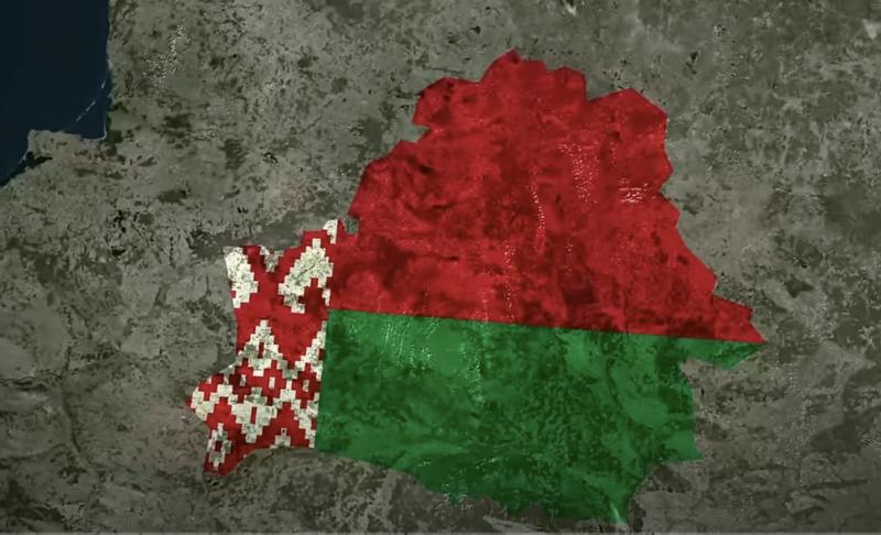 Baltarusijos vėliavos ir žemėlapio koliažas
