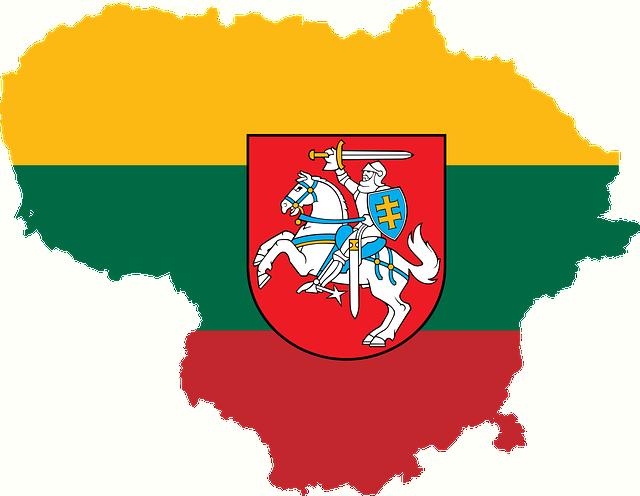Lietuvos žemėlapio, vėliavos ir herbo koliažas
