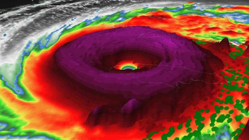 3D palydovinis uragano Melissa vaizdas