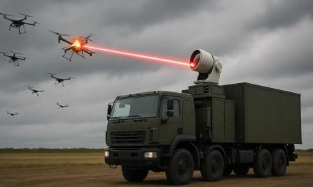 100 kilovatų įniršis. Per kelias sekundes gali sudeginti dronų spiečius. Jie ginkluojasi (Video)