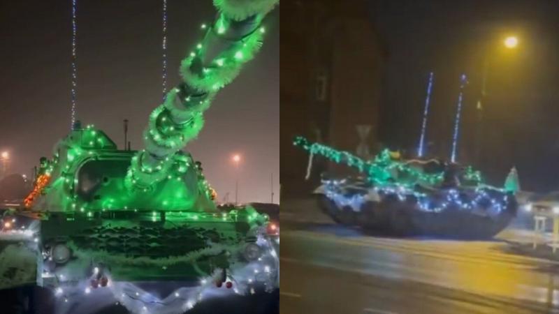 Kalėdinis Leopard tankas