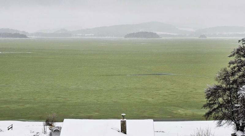 Žiemą žydintis Lipno ežeras Čekijoje