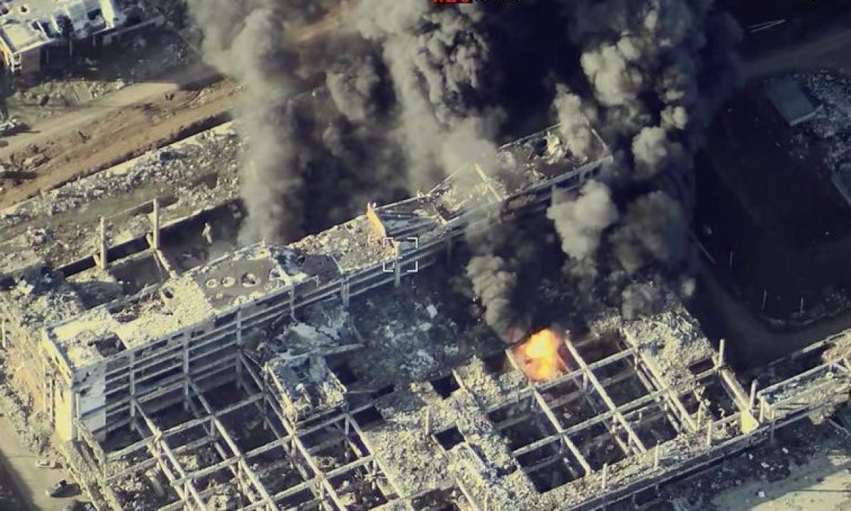 Taikinys buvo „šahedų“ bazė. Jis pakoregavo raketos smūgį (Video)