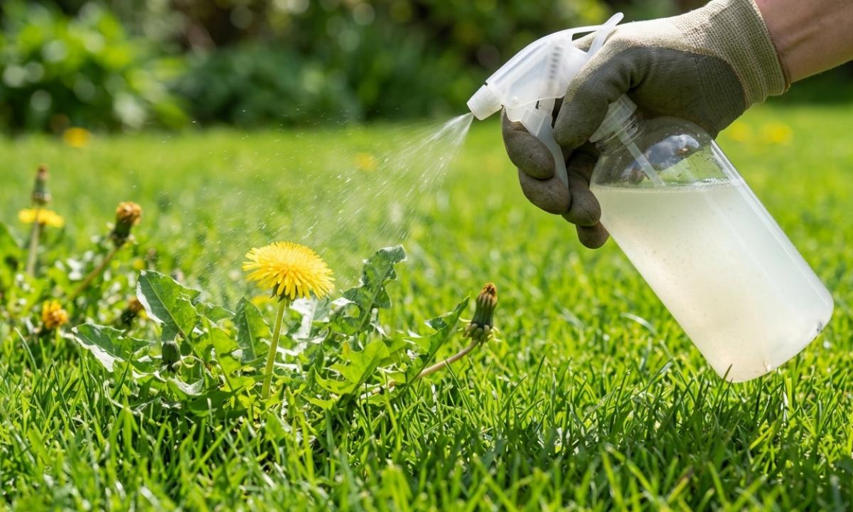 Užpilkite ant piktžolių. Akimirksniu žus. Jis jas „nudegina“ su šaknimis