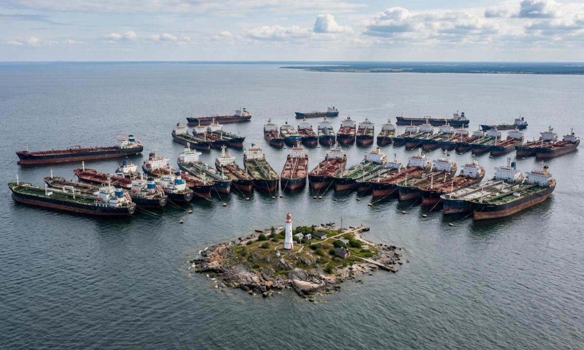 Jie apsupo salą Baltijos jūroje. Daugiau nei 30 tanklaivių vienoje vietoje