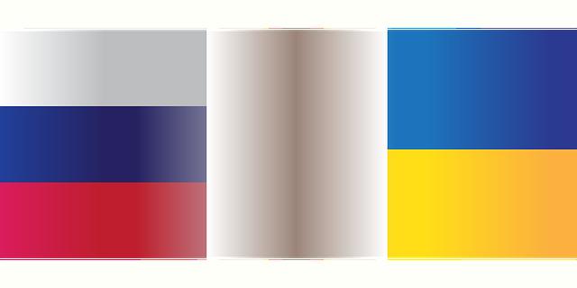 Rusijos ir Ukrainos vėliavos