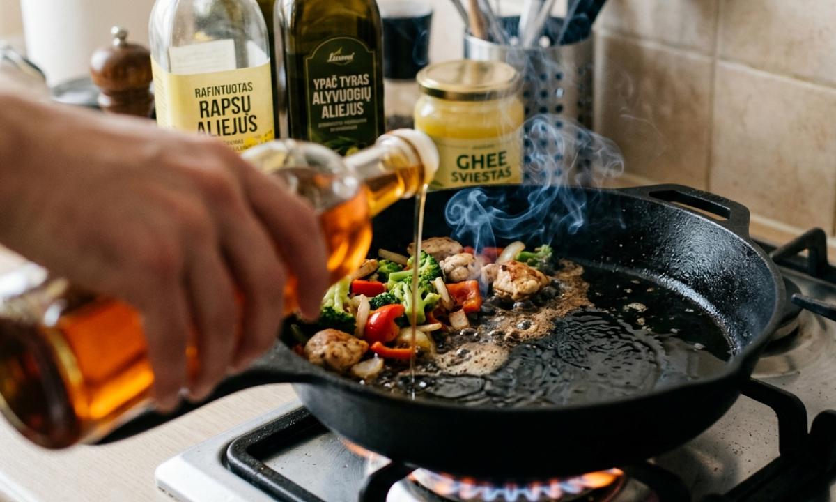 Jokiomis aplinkybėmis nenaudokite šio tipo aliejaus kepimui. Jis virsta nuodais