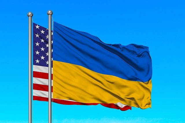 Ukrainos ir JAV vėliavos